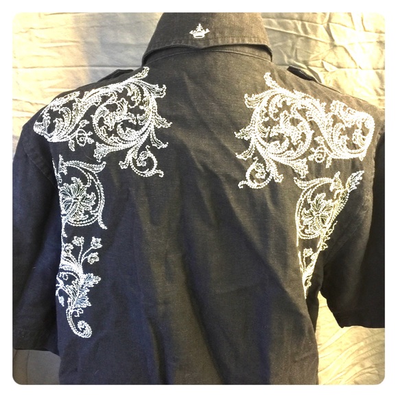 English Laundry Embroidered Linen Shirt 